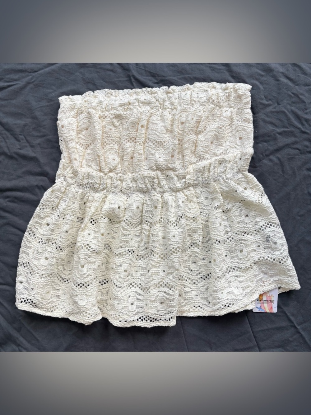 NWT Strapless White Lace Peplum Tube Top